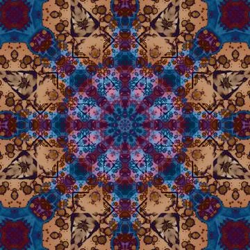 Seamless abstract square pattern. Symmetrical round pattern. Author's pattern Stock Illustration