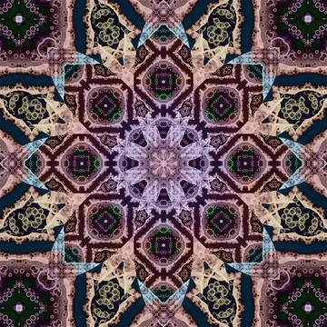 Seamless abstract square pattern. Symmetrical round pattern. Author's pattern 스톡 일러스트