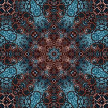 Seamless abstract square pattern. Symmetrical round pattern. Author's pattern Illustrazione stock