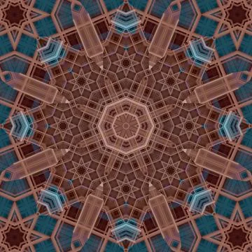 Seamless abstract square pattern. Symmetrical round pattern. Author's pattern Stock Illustration