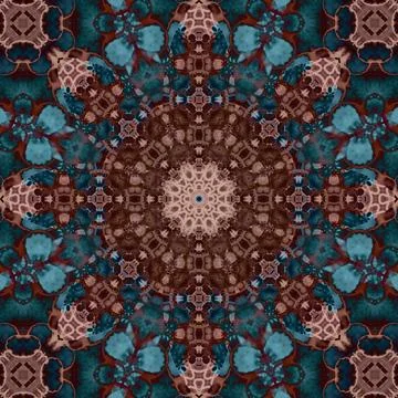 Seamless abstract square pattern. Symmetrical round pattern. Author's pattern Stock Illustration