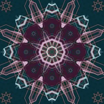 Seamless abstract square pattern. Symmetrical round pattern. Author's pattern Illustrazione stock
