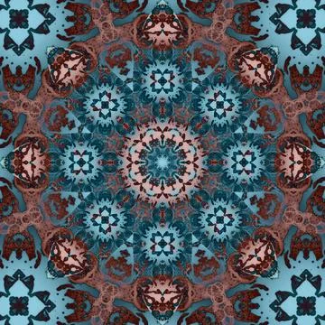 Seamless abstract square pattern. Symmetrical round pattern. Author's pattern Illustrazione stock