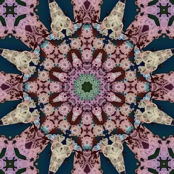 Seamless abstract square pattern. Symmetrical round pattern. Author's pattern Stock Illustration