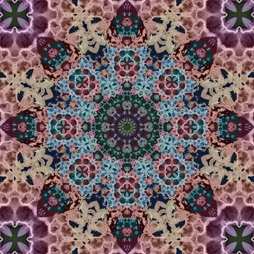 Seamless abstract square pattern. Symmetrical round pattern. Author's pattern Stock Illustration