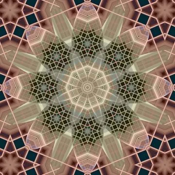 Seamless abstract square pattern. Symmetrical round pattern. Author's pattern Stock Illustration