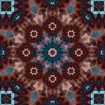 Seamless abstract square pattern. Symmetrical round pattern. Author's pattern Stock Illustration