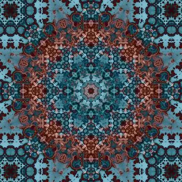 Seamless abstract square pattern. Symmetrical round pattern. Author's pattern Stock Illustration