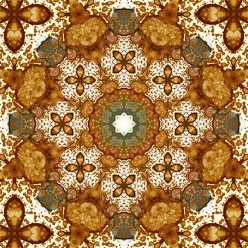 Seamless abstract square pattern. Symmetrical round pattern. Author's pattern 스톡 일러스트