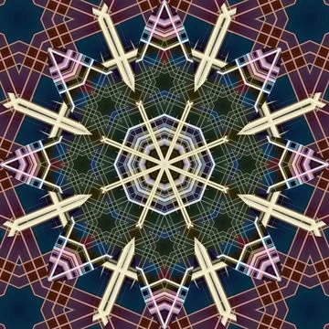 Seamless abstract square pattern. Symmetrical round pattern. Author's pattern Stock Illustration