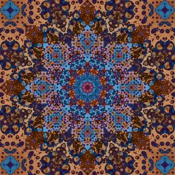 Seamless abstract square pattern. Symmetrical round pattern. Author's pattern Stock Illustration