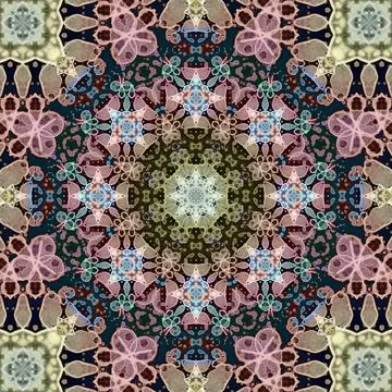 Seamless abstract square pattern. Symmetrical round pattern. Author's pattern Stock Illustration