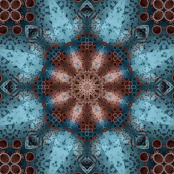 Seamless abstract square pattern. Symmetrical round pattern. Author's pattern Stock Illustration