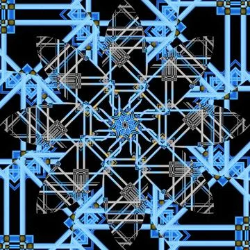 Seamless abstract square pattern. Symmetrical round pattern. Author's pattern Stock Photos