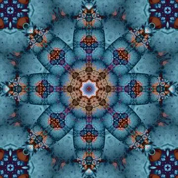 Seamless abstract square pattern. Symmetrical round pattern. Author's pattern 스톡 사진