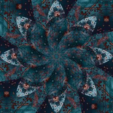 Seamless abstract square pattern. Symmetrical round pattern. Author's pattern 스톡 사진