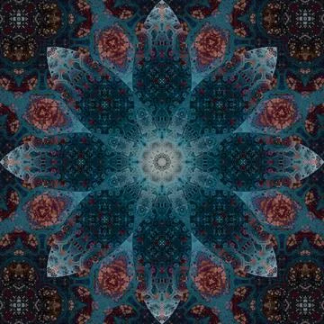 Seamless abstract square pattern. Symmetrical round pattern. Author's pattern 스톡 사진