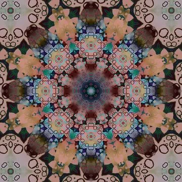 Seamless abstract square pattern. Symmetrical round pattern. Author's pattern 스톡 사진