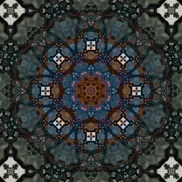 Seamless abstract square pattern. Symmetrical round pattern. Author's pattern Stockfoto's