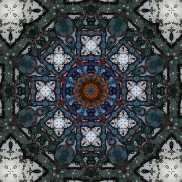 Seamless abstract square pattern. Symmetrical round pattern. Author's pattern 스톡 사진