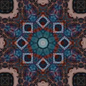 Seamless abstract square pattern. Symmetrical round pattern. Author's pattern 스톡 사진