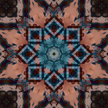 Seamless abstract square pattern. Symmetrical round pattern. Author's pattern 스톡 사진