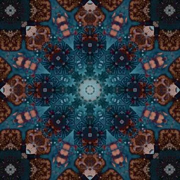 Seamless abstract square pattern. Symmetrical round pattern. Author's pattern Stockfoto's