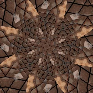 Seamless abstract square pattern. Symmetrical round pattern. Author's pattern 스톡 사진