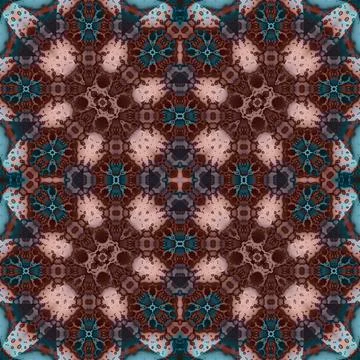 Seamless abstract square pattern. Watercolor and alcohol ink. Author's patter Stock Illustration