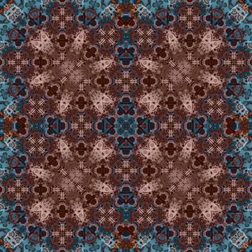 Seamless abstract square pattern. Watercolor and alcohol ink. Author's patter Stock Illustration