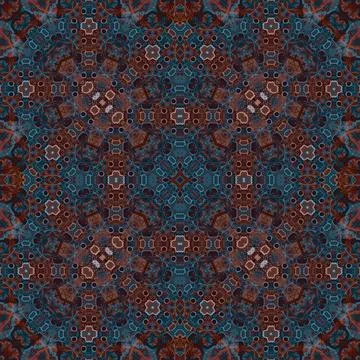 Seamless abstract square pattern. Watercolor and alcohol ink. Author's patter Stock Illustration
