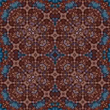 Seamless abstract square pattern. Watercolor and alcohol ink. Author's patter Stock Illustration
