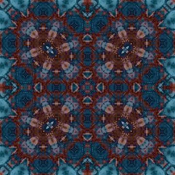 Seamless abstract square pattern. Watercolor and alcohol ink. Author's patter Stock Illustration