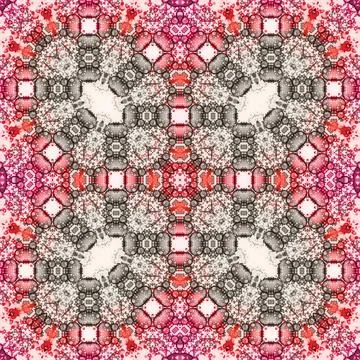Seamless abstract square pattern. Watercolor and alcohol ink. Author's patter Stock Illustration