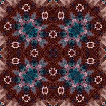 Seamless abstract square pattern. Watercolor and alcohol ink. Author's patter Stock Illustration