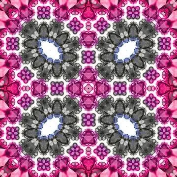 Seamless abstract square pattern. Watercolor and alcohol ink. Author's patter Stock Illustration