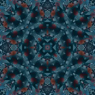 Seamless abstract square pattern. Watercolor and alcohol ink. Author's patter Stock Illustration