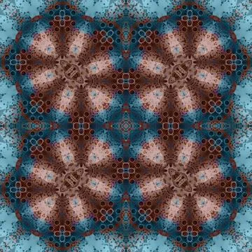 Seamless abstract square pattern. Watercolor and alcohol ink. Author's patter Stock Illustration