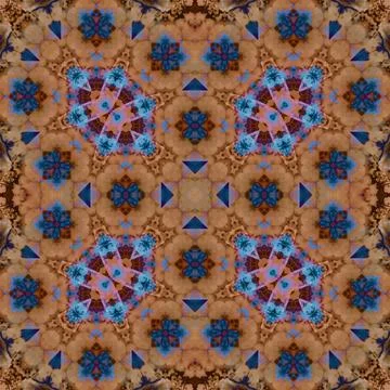 Seamless abstract square pattern. Watercolor and alcohol ink. Author's patter Stock Illustration