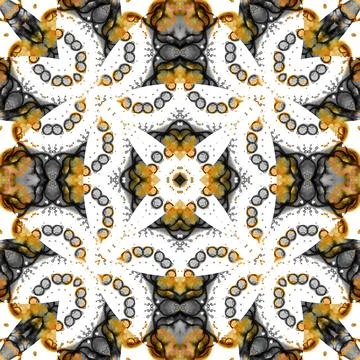 Seamless abstract square pattern. Watercolor and alcohol ink. Author's patter Illustrazione stock
