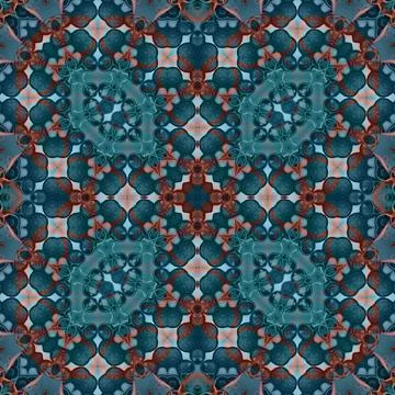 Seamless abstract square pattern. Watercolor and alcohol ink. Author's patter Illustrazione stock