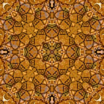 Seamless abstract square pattern. Watercolor and alcohol ink. Author's patter Stock Photos