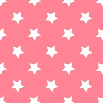 Seamless abstract Star white pattern on pink background Stock Illustration