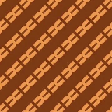 Seamless abstract symbol vector pattern on brown background. Fabric or wrappi Stock Illustration