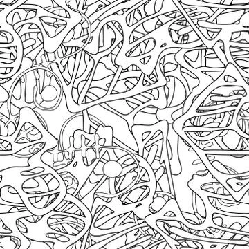 Seamless abstract texture. Black and white repeating background Stock Illustration