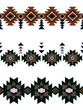 Seamless abstract with three rows of african ethnic with white background. Stock Illustration