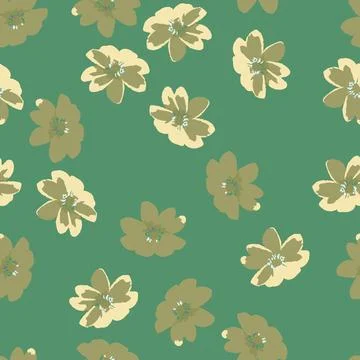 Seamless abstract tiny bloom pattern on green  background , greeting card or  Stock Illustration