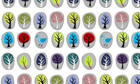 Seamless with abstract trees Stock Illustration