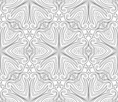 Seamless Abstract Tribal Pattern. Hand Drawn Ethnic Texture. Vector Illustrat Illustrazione stock