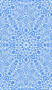Seamless Abstract Tribal Pattern. Hand Drawn Ethnic Texture in blue tones. Ve Stock Illustration